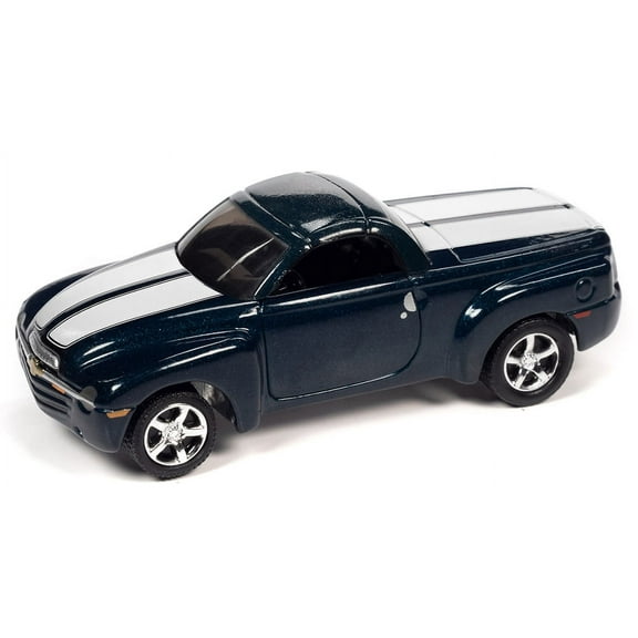 2005 Chevy SSR Pickup, Bermuda Blue w/White Stripes - Johnny Lightning JLCG030/48A - 1/64 Scale Car