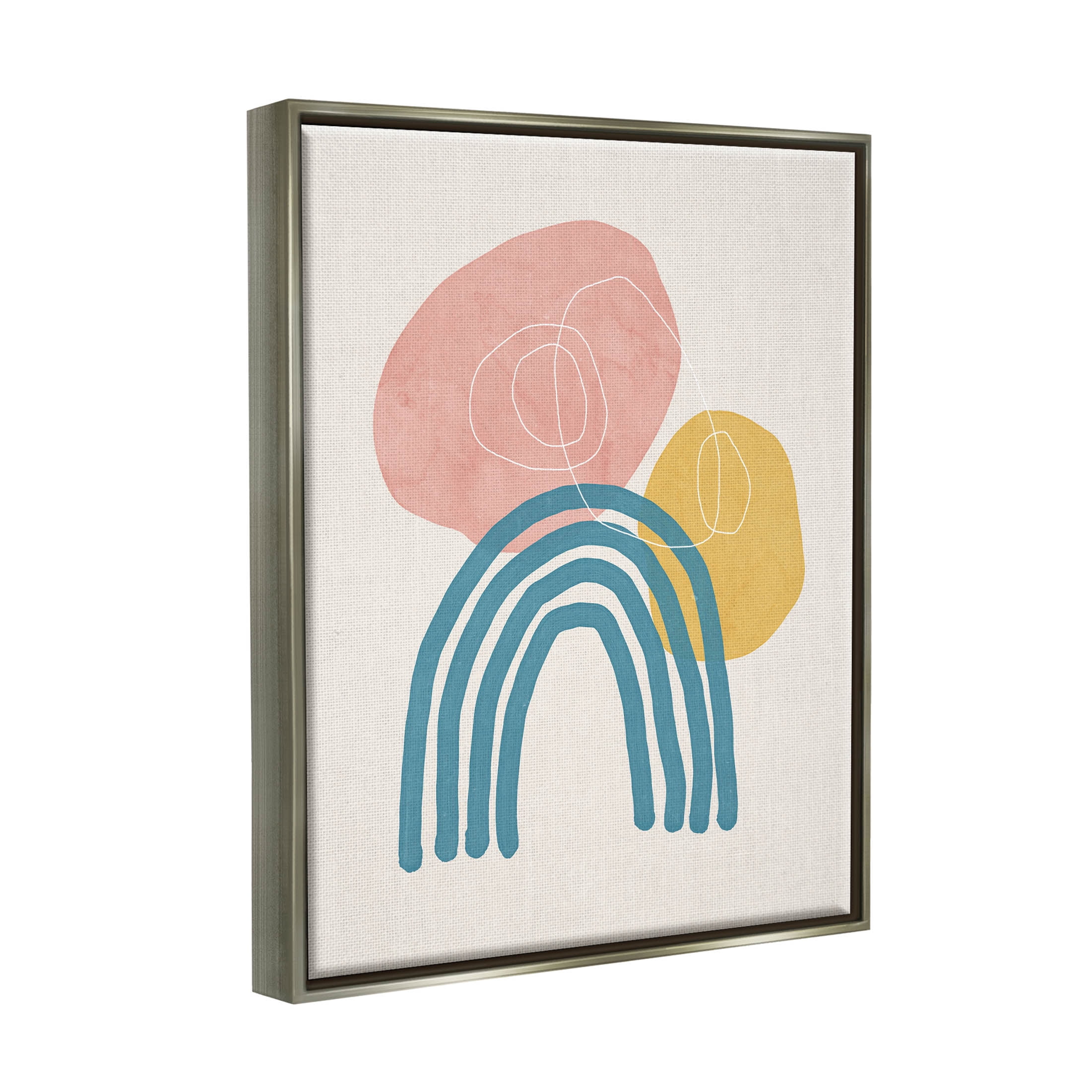 Stupell Industries Abstract Rainbow Round Shapes Graphic Art Luster Gray Floating Framed Canvas Print Wall Art, Design by Nina Blue
