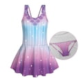 thumbnail image 6 of Uourmeti Girls' Mermaid Scale Gradient Swim Dress - Sleeveless Skirted One-Piece Bathing Suit, Quick Dry Stretchy Swimwear for Beach & Pool, 3-13 Years, 6 of 8