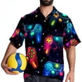thumbnail image 4 of Game Controller Men's Short Sleeve Button Down Casual Beach Printed Shirts, 4 of 6