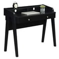 thumbnail image 3 of Pemberly Row Deluxe Two-Drawer Desk with Shelf in Black Wood Finish, 3 of 7