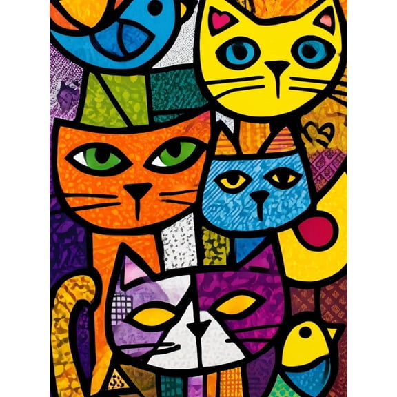 Paint by Numbers Adult DIY Hand Painted Colorful cats party Oil Painting Canvas Kits with Brush and Acrylic Gifts and Home Decoration Without Frame 40 x 50 cm