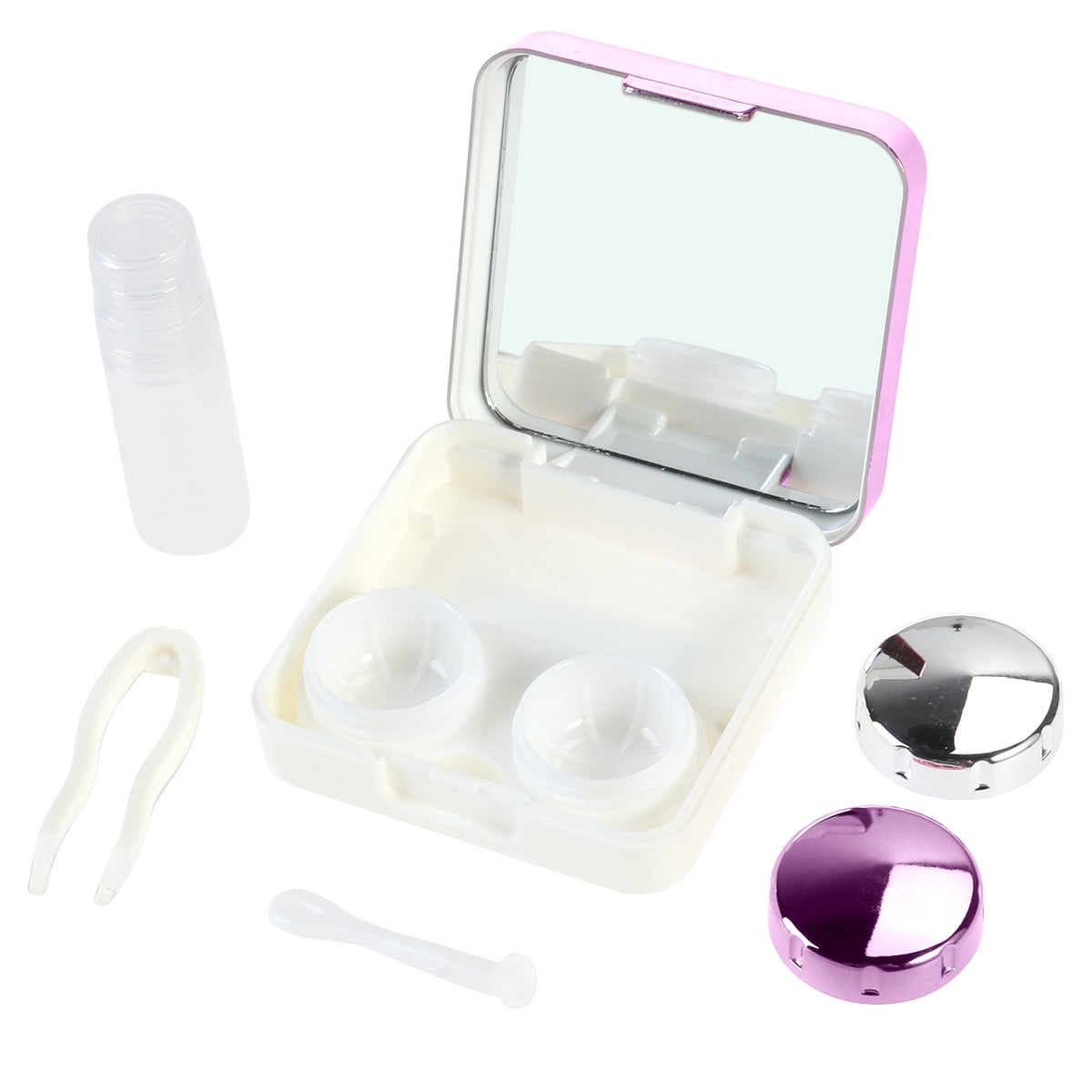 Mini Travel Simple Contact Lens Case Box Container Holder (Rose Red)