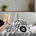 thumbnail image 3 of Saying Soft Flannel Fleece Throw Blanket, Vintage Calligraphy a Laugh is Sunshine in the House with Curlicues Leaves, Cozy Plush for Indoor and Outdoor Use, 50" x 60", Black and White, by Ambesonne, 3 of 5