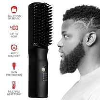 Red by Kiss Beard & Hair Straightener, Secure Auto Shut-Off, 2 in 1 Heated Straightening Beard Brush 360 degree swivel cord Temperature Adjustable
