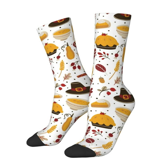Logiee Thanksgiving Print Adult Socks for Men & Women,Calf Socks, Ankle Socks,Boots Socks,Breathable Casual Sock,Unisex Crew Socks