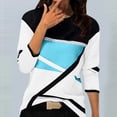 thumbnail image 2 of GigrtiJin Women's Fall T-Shirt Long Sleeves Colorblock Round Neck Casual Loose Tops Fashion Comfy Pullover Blouse, 2 of 3