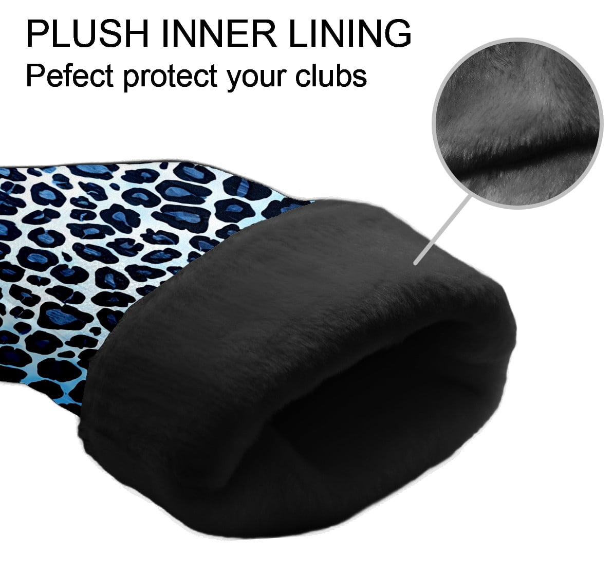 Golf Club Covers, Blue Leopard Print Premium PU Leather Driver Hybrid Putter Head Covers with Velvet Lining, Waterproof Golf Gifts for Men Women