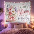 thumbnail image 2 of White Teacup with Pink Flowers on Light Blue Background, Whimsical Watercolor Style for Women, Floral Wall Art Decor, Housewarming Gift, Tapestry Wall Hanging for Bedroom and Living Room, 2 of 7