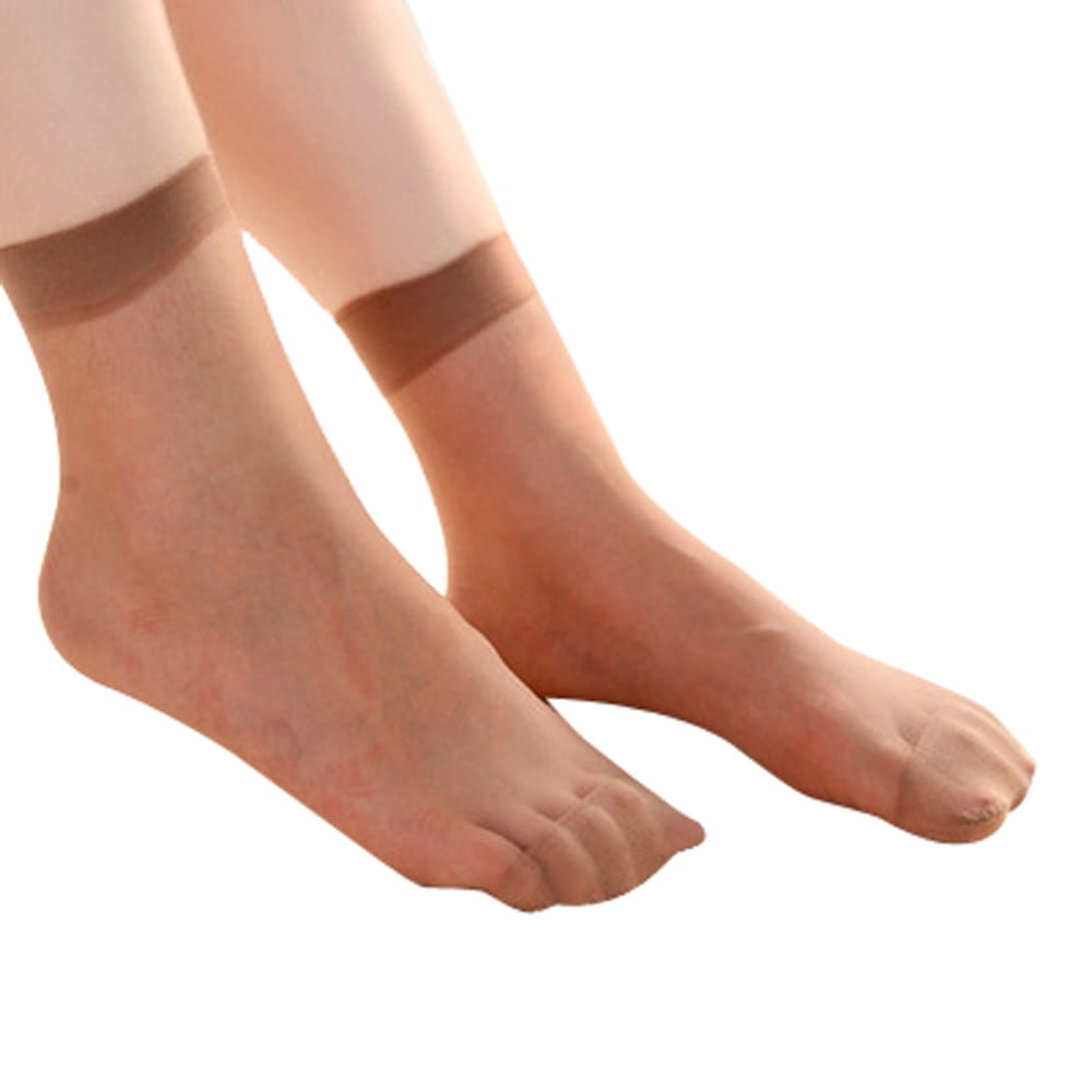 5 Pair Women Sturdy Elastic Silky Short Ladies Stockings Ankle Beige Socks
