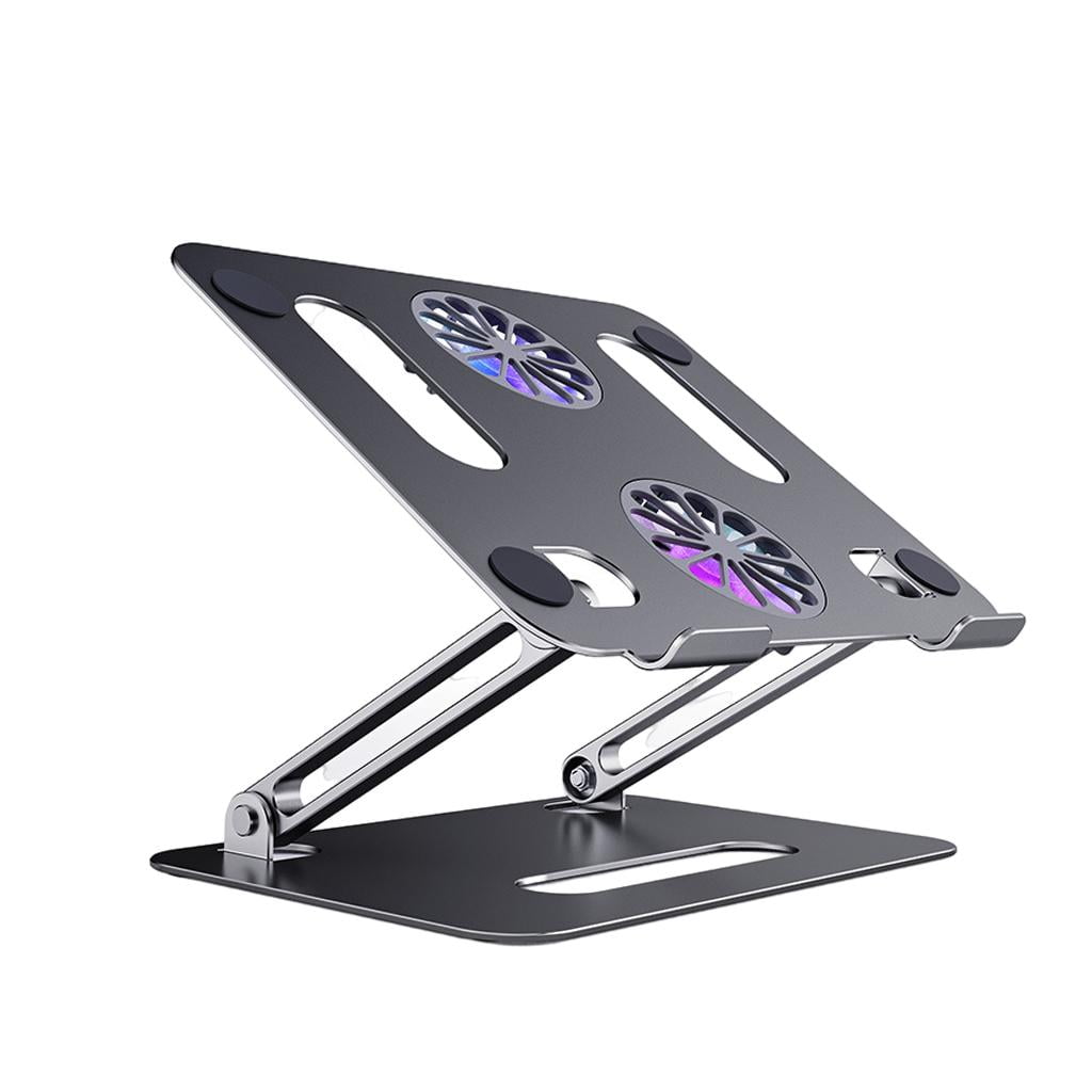 Desktop Adjustable Metal Laptop Stand Holder Riser with Cooling Fan and home Grey