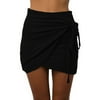 EFINNY Women Summer Tie Up Beach Short Irregular High Waist Bodycon Wrap Mini Skirts Dress