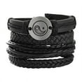 thumbnail image 1 of Coconut Shell Wooden Bead Braided Hand Rope Leather Combination Bracelet Set Men‘s Bracelets-4 Pack, 1 of 5