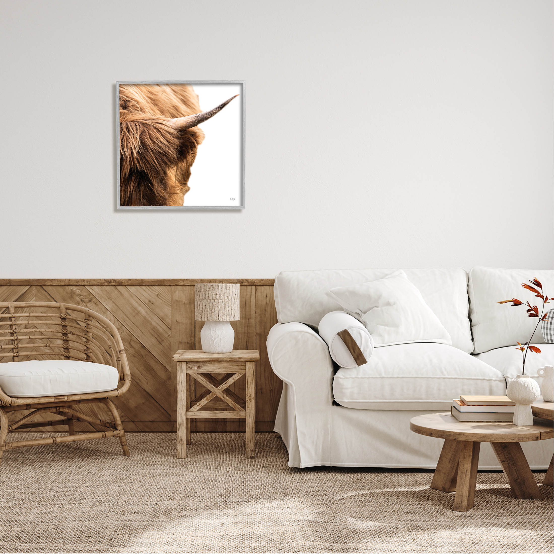 Close Up Cattle Horn Photography Animals & Insects Photograph Gray Framed Art Print Wall Art
