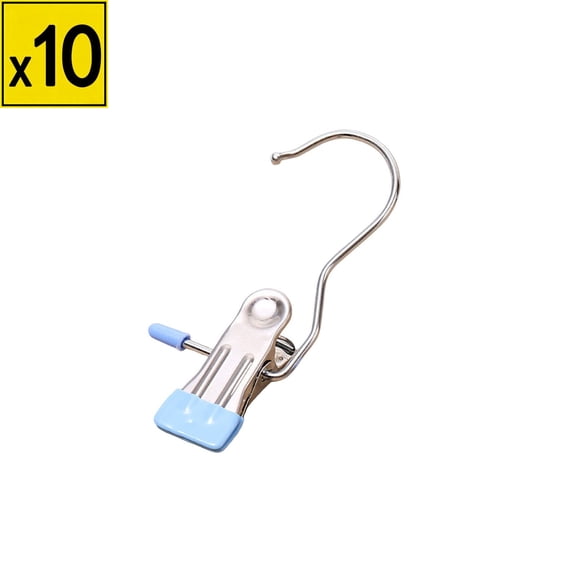Iumwxz Stainless Steel Hook Clip with Rubber Coated Tips, 360 Degree Rotating Hanger Clip for Pants Leggings Towels Socks Hats, Portable Space Saving Clothes Drying Clip for Home Travel Camping RV