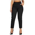 thumbnail image 2 of LEKWK Dress Pants Women High Waisted Casual Straight Leg Slacks Slimming Stretchy Business Casual Cropped Pants Fashion Office Work Outfits, 2 of 5