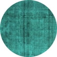 thumbnail image 1 of Ahgly Company Machine Washable Indoor Round Oriental Turquoise Blue Industrial Area Rugs, 4' Round, 1 of 4