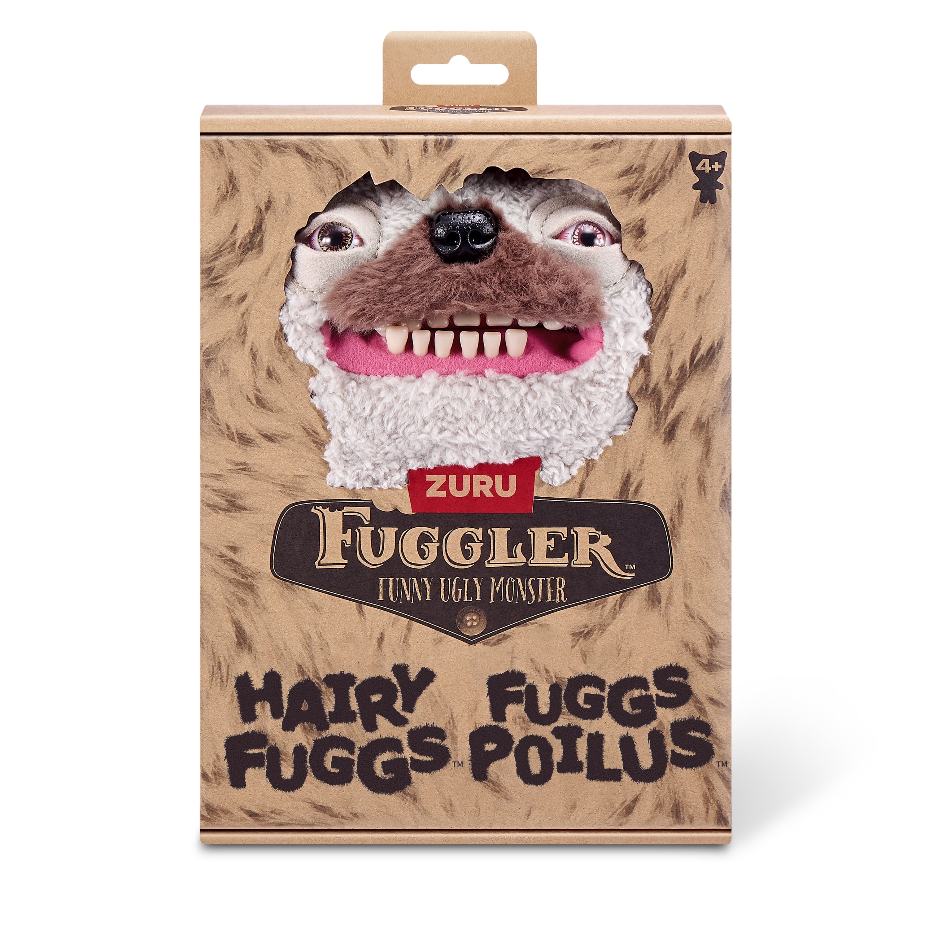 Fuggler Hairy Fuggs 9-inch Series 1 (Old Tooth - Moustache - Grey) by ZURU, Funny Ugly Monster Plush Toy