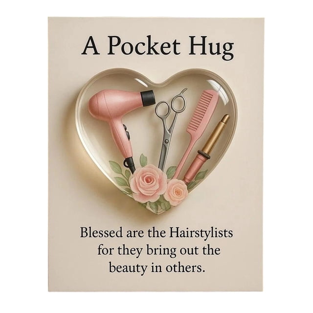 Miniature Hairdresser Tools Pocket Keepsake, Handcrafted Gift with Inspirational Message, Heartfelt Appreciation Decor for Stylists, Hairdressing Professionals, and Graduates