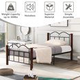thumbnail image 3 of SYNGAR Rustic Platform Bed Frame Twin Size with Vintage Headboard and Footboard, Wooden Leg Support, No Box Spring Needed, Heavy Duty Steel Twin Bed Frame with 400LBS Weight Capacity, Brown, 3 of 12