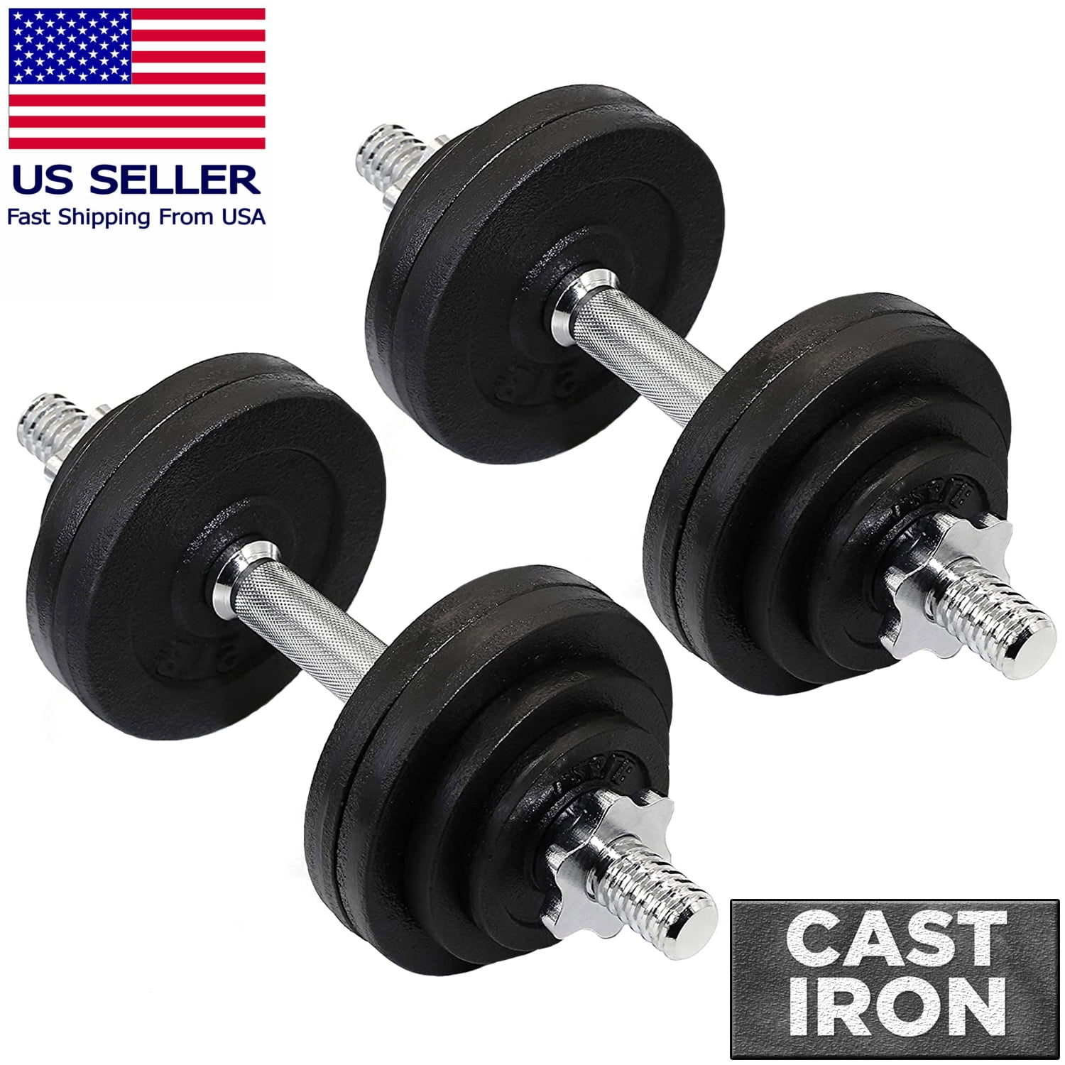 CONFIDENCE FITNESS 50KG CAST IRON BARBELL & DUMBBELL WEIGHT LIFTING SET 