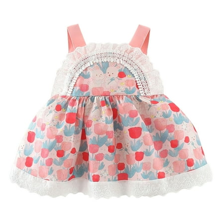 

Wiueurtly Toddler Girls Sleeveless Rabbit Floral Prints Lace Dress Dance Party Princess Dresses Clothes Glitter Dress Shoes for Teen Girls Size