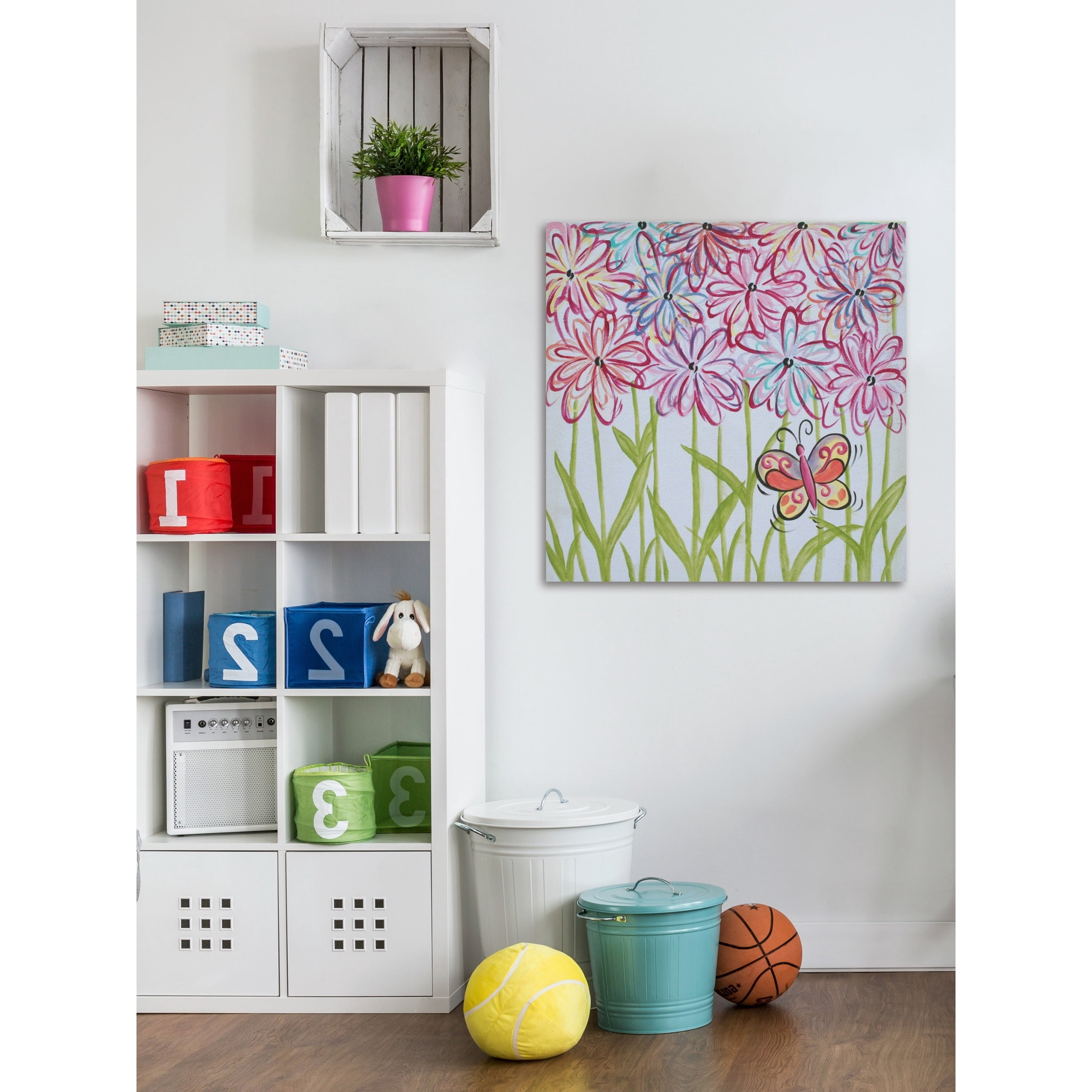 Marmont Hill "Whimsy Flowers" by Reesa Qualia Painting Print on Wrapped Canvas