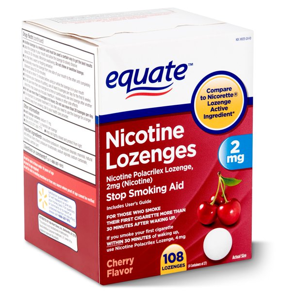 Equate Cherry Flavor Nicotine Lozenges, 2 mg, 108 count