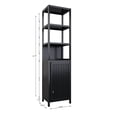 thumbnail image 3 of Lisonu Black Storage Tall Slim Cabinet with Shutter Door and 3 Tier Shelves, Natural Bamboo, 64.76 inches, 3 of 5
