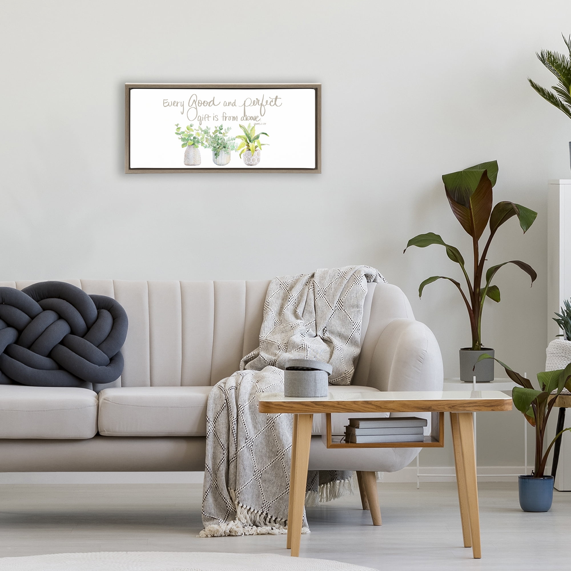 Stupell Industries Every Good & Perfect Gift Brown Framed Floater Canvas Wall Art, design by Lanie Loreth