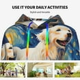thumbnail image 4 of Uemuo Vintage Starry Sky Labrador Pattern Women's Hoodie with Eye-catching Drawstrings- Casual Pullover Hoodie with Kangaroo Pocket, Stylish Hooded Sweatshirt-Medium, 4 of 7