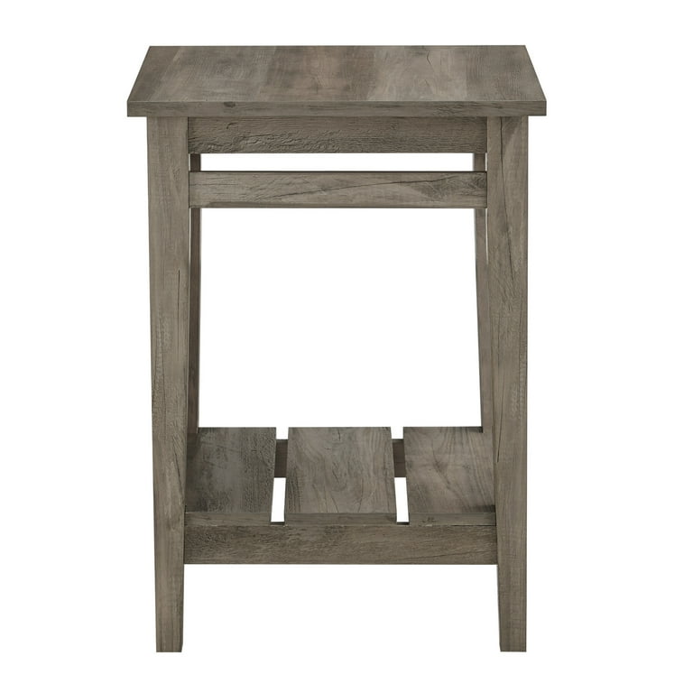 Manor Park Modern Farmhouse Plank End Table Grey Wash Walmart
