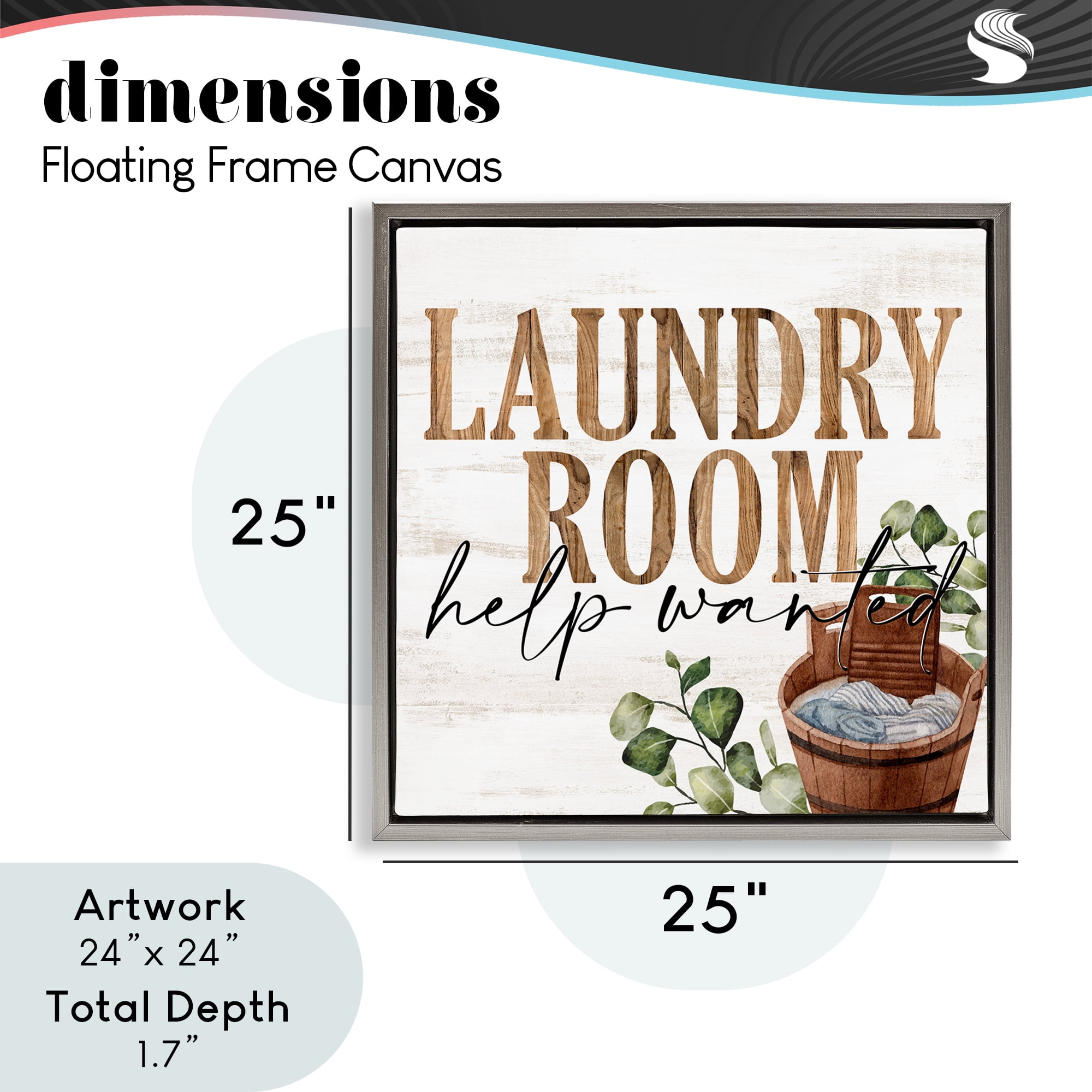 Help Wanted Rustic Laundry Room Gray Framed Floater Canvas Wall Art, design by Kim Allen