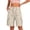A183 Beige, variant on Xdegoge Women's Long Cargo Shorts Knee Length Casual Summer Elastic Waist Drawstring Bermuda Shorts with Multi Pockets for Hiking Outdoor Athletic