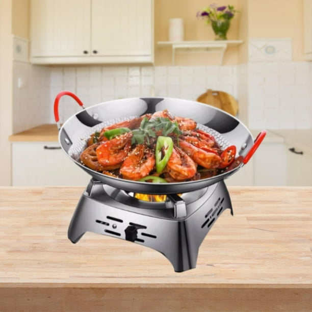 Sartén de cocinero de acero inoxidable sartén de pasta de pasta Fácil de limpiar cocinero doble manija wok coreano parrilla para hotel de cocina hotel 10 pulgadas sin tapa