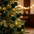 thumbnail image 6 of 12-Piece Flocked Christmas Ball Ornaments 2.4 in Plastic Velvet Style Baubles Green for Tree Wreath Decor, 6 of 8
