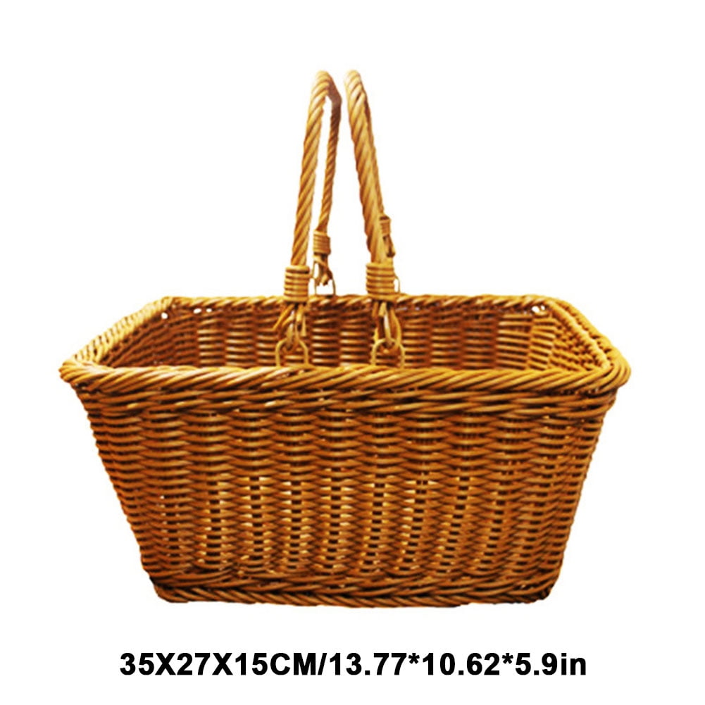 Wicker Basket Gift Baskets Empty Square Woven Picnic Basket Easter Candy Basket
