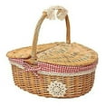 thumbnail image 1 of Cesta de Picnic de Mimbre Tejida con Tapa - Estilo Campestre con Forro de Algodón a Cuadros Rojos y Blancos - Cesta de Presentación para Picnics y Fiestas, 1 of 5