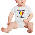 thumbnail image 2 of Born In America With A Romanian Heart Funny Baby Clothing Bodysuits For Boy Girl, 2 of 5