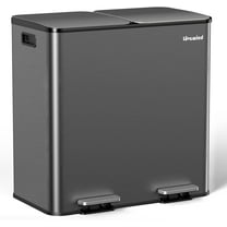 Trash Can, 2 x 10.5 Gallon (2 x 40 L) Garbage Can for Kitchen Dual Compartment Recycling Kitchen Step Trash Bin, Stainless Steel Trash and Recycle Bin Combo with Soft-Close Lid, Carbon Grey