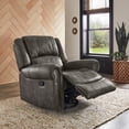 thumbnail image 3 of Weston Home Tippecanoe Polished Microfiber Nailhead Swivel Glider Recliner, Charcoal Gray, 3 of 11