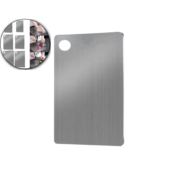 VQPeo Stainless Steel Chopping Board, Double Sided Cutting Board, Kitchen Meat Vegetable Fruit Prep Station for Daily Cooking Prep