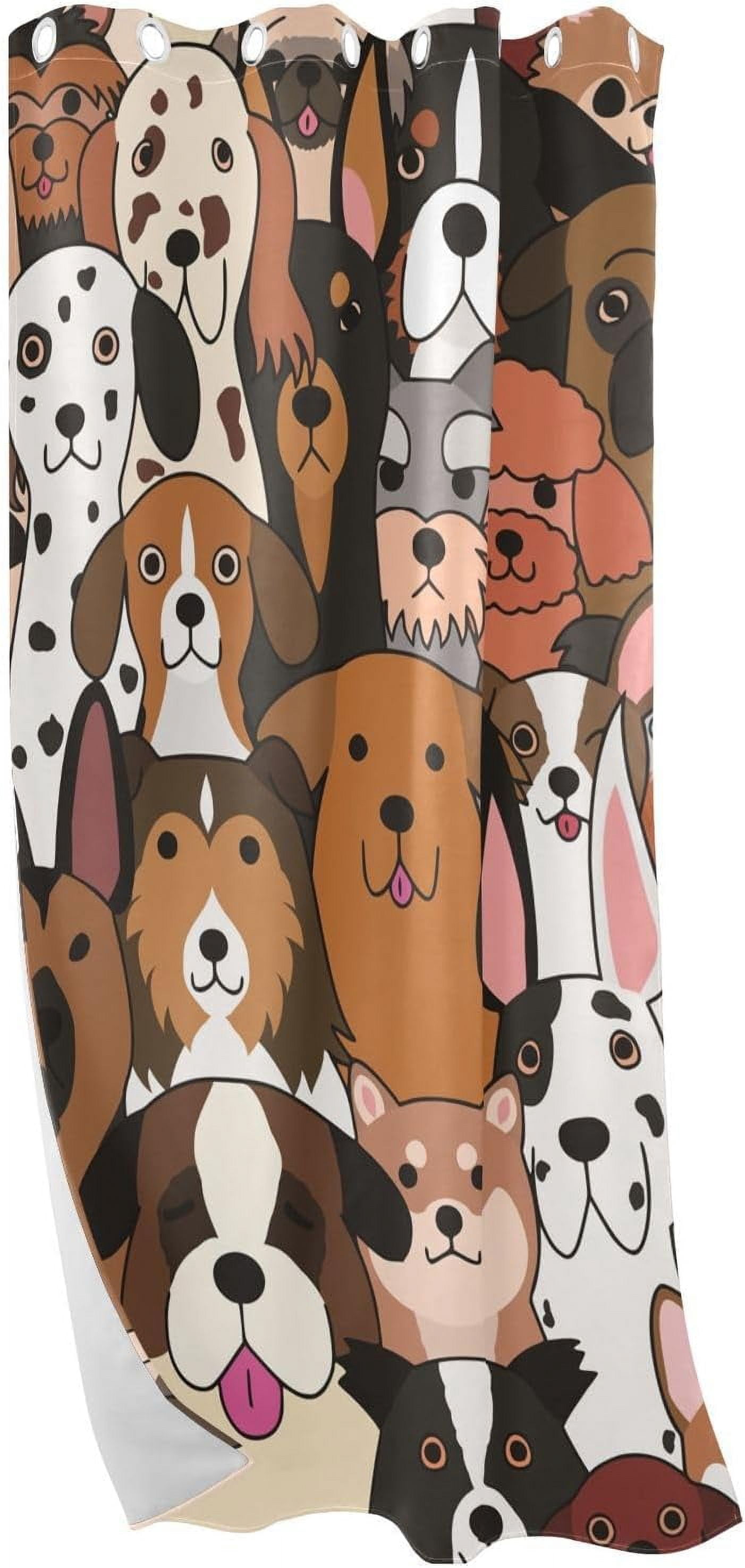 Farmhouse Curtains for Window Treatments 84" Pet Dogs Floor to Ceiling Curtains Bathroom Curtain, 1 Panel