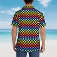 thumbnail image 4 of Pofeuu Rainbow Chequerboard Print Hawaiian Shirt for Men Sleeves Casual Button Down Summer Beach Dress Shirts T-Shirts,Large, 4 of 7