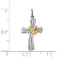 thumbnail image 3 of Sterling Silver Rhodium-Plated & Vermeil Dove Cross Charm (22 X 13) Made In United States qc3338, 3 of 5