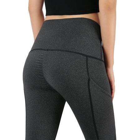 HDE Workout Capri Leggings for Women Butt Lifting 3/4 Length Pocket Yoga Pants (Charcoal,