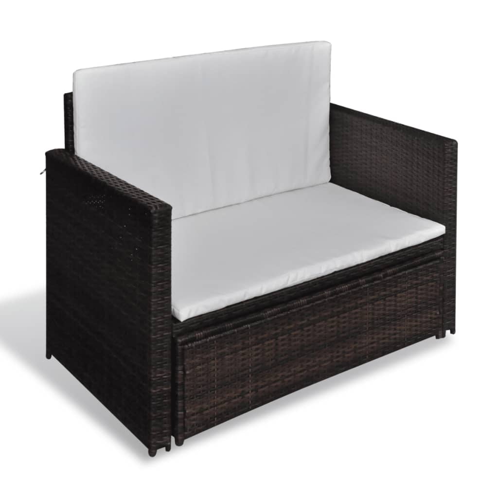 Kepooman 2 PCS Outdoor Patio Rattan Lounge Set, Balcony Corner Middle Sofa Set for Garden, Brown