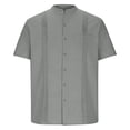 thumbnail image 4 of Ceisia Men's Stand-Collar Cotton-Linen Shirt Summer Loose Casual Short-Sleeve Button-Down Shirt Gray XXXL Gifts, 4 of 6