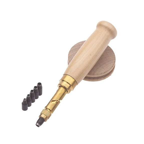 LITINKIMI Leather Puncher Beige Wood Alloy Steel 1Set 5.7 x 1.4 x 1.4in