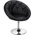 thumbnail image 1 of Yaheetech Chaise à Dossier Rond Capitonné Contemporaine, Chaise de Coiffeuse à Hauteur Réglable, Chaise d'Appoint Pivotante à 360°, Chaise de Salon Style Moderne, Noir, 1 of 2